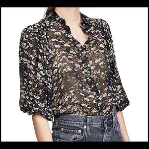 Ganni Printed Georgette Blouse
